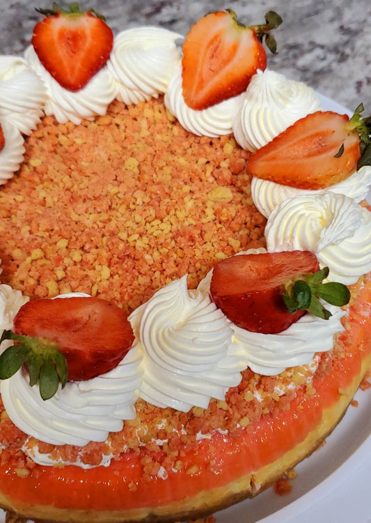 Strawberry Crunch Chessecake Cake Slice