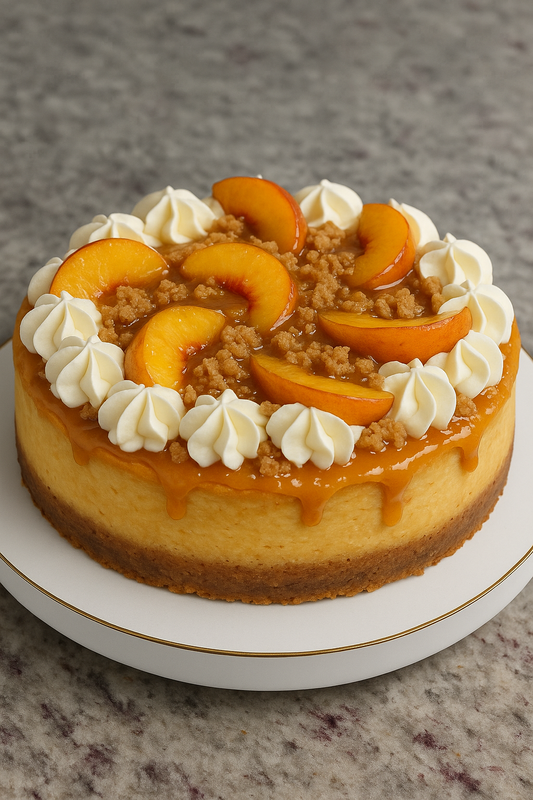 Peach Cobbler Cheesecake Slice