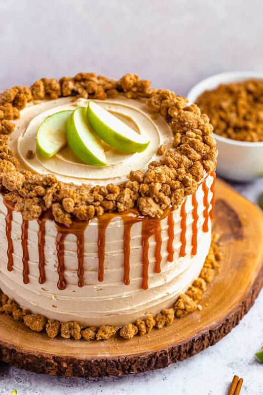 Apple Crisp Caramel Cake Slice