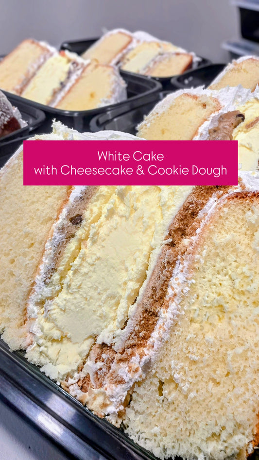 Vanilla Cake with Cheesecake and Cookie Dough